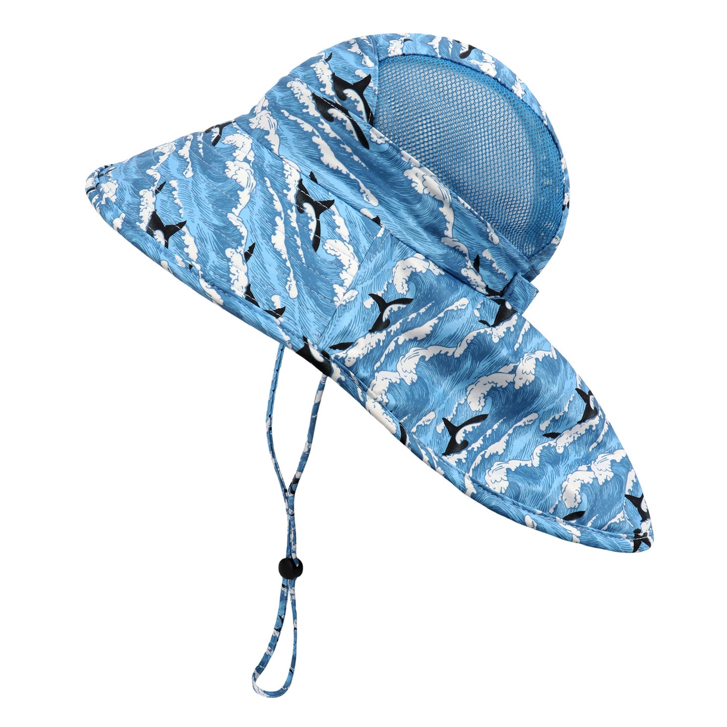 Children's Big Eaves Animal Printing Air-permeable Beachwear Neck Protection Bucket Hat Quick-drying Shawl Hat