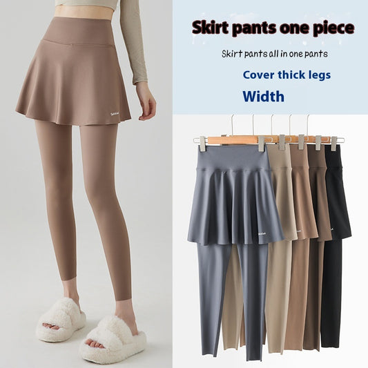 Yoga Culottes til kvinder, Høj Talje, Hofte Løft, Overtøj, Forår og Efterår, Tynd, Falsk To-delt Skort