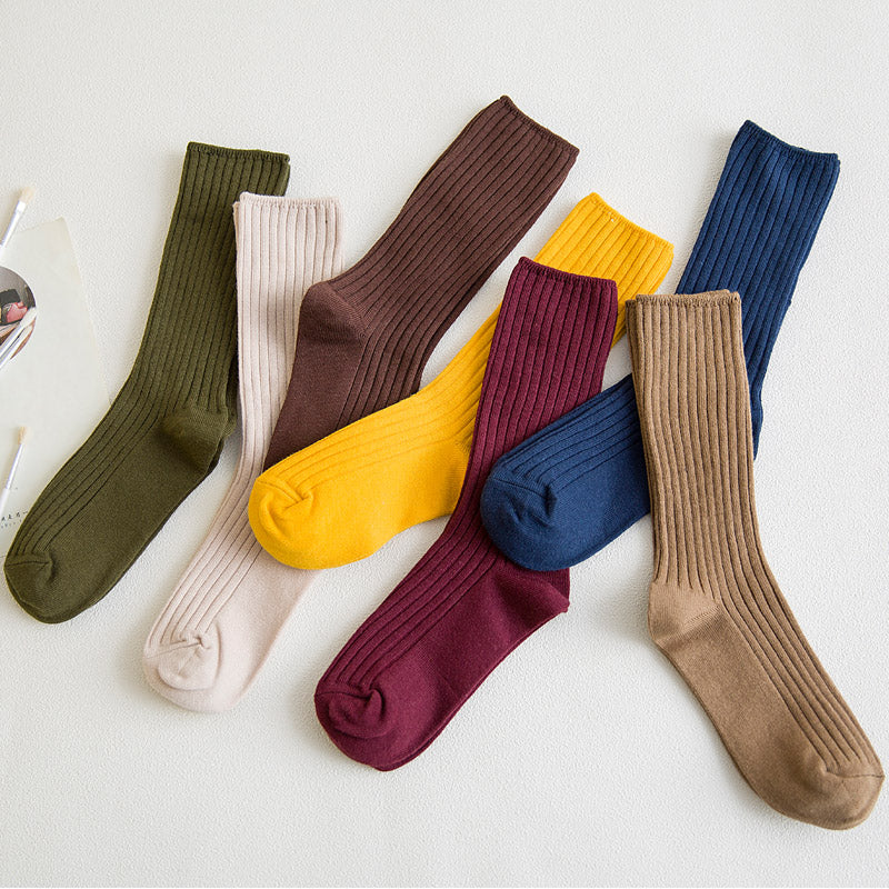 Vintage Forest Vertical Cotton College Style Socks