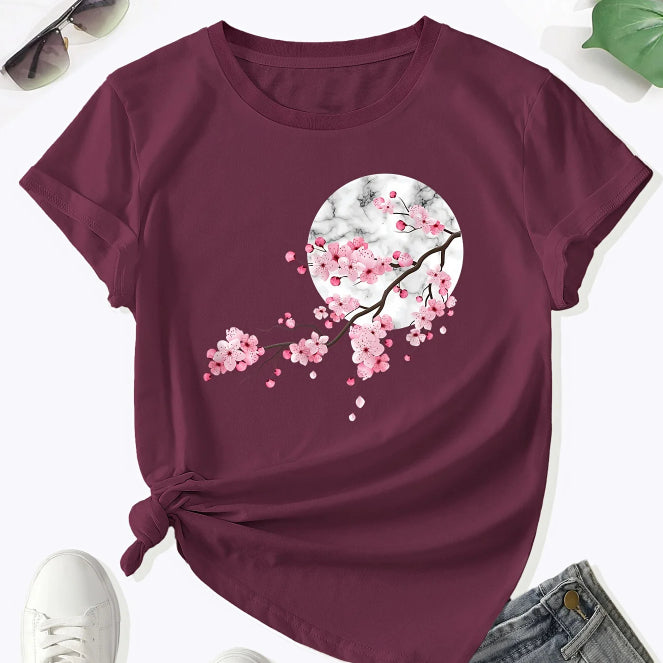 European And American Digital Printing Casual Round Neck T-shirt