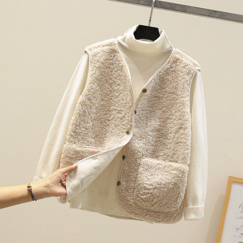 Version Fur Vest Granule Fleece Shoulder Jacket