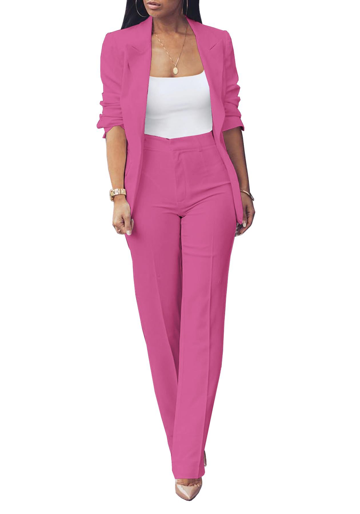 Pure Long Sleeveless Simple Draping Wide Leg Casual Suit