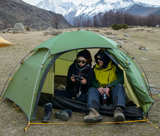 Udendørs camping- og bjergbestigningstelt til to personer med regnvejrsbeskyttelse