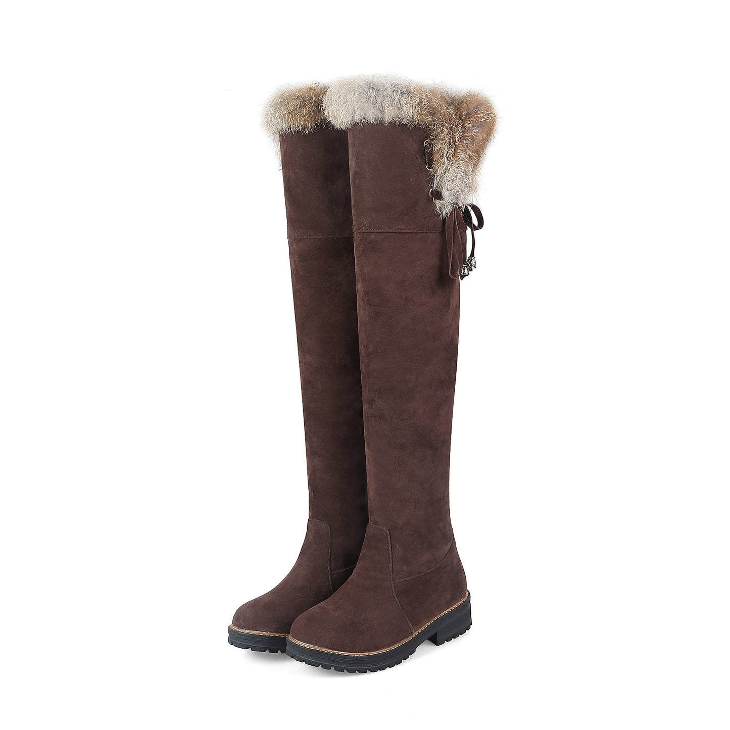 Autumn And Winter Simple Plus Size 40-44 Suede Over The Knee Student Women's Boots