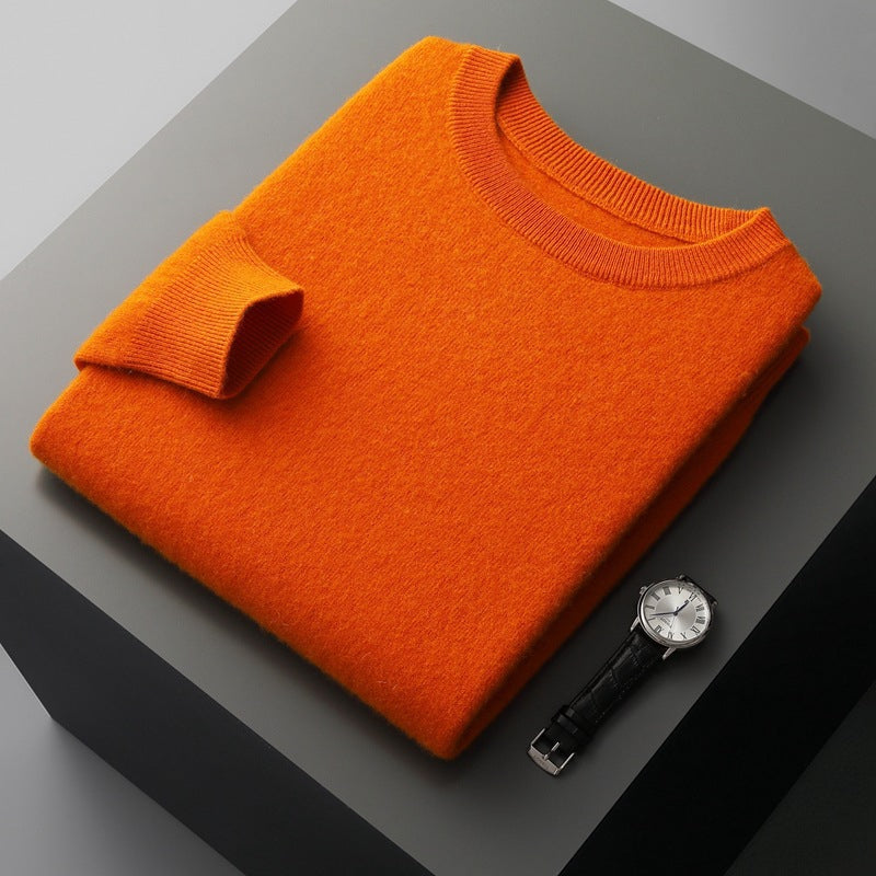 Men's Round Neck Basic Inner Match Thin Middle-aged And Elderly Bottoming Shirt Sweater