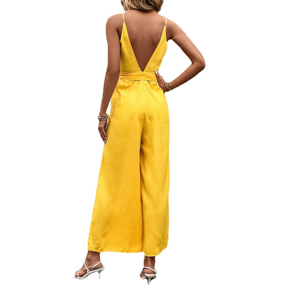 Women's Jumpsuit Self-tie Slit Backless Sling
