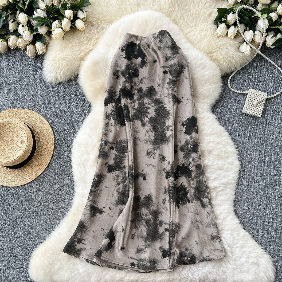French-style Sophisticated Satin Skirt For Women
