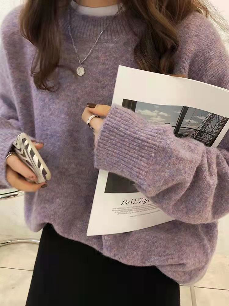 Loose And Lazy Style Thickened Sweater Top For Women