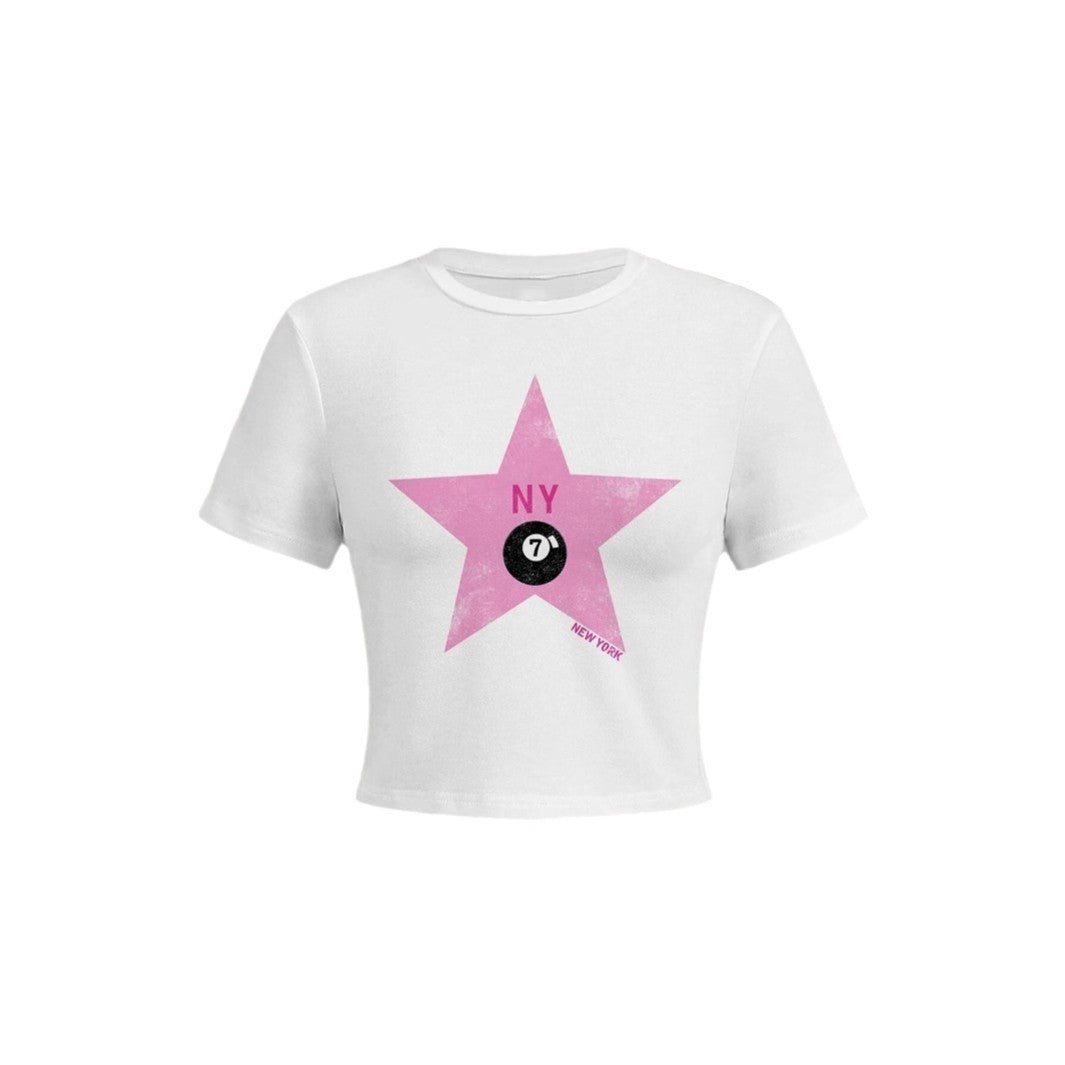 Moderne, figursyet croptop med print