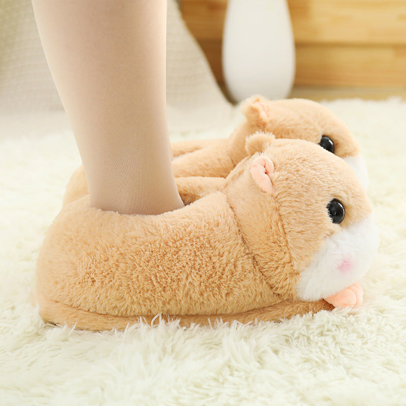 Cute Indoor Thick-soled Non-slip Plush Cartoon Couple Cotton Slippers