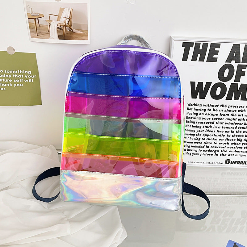 PVC Transparent Waterproof Backpack Large Capacity Student Schoolbag