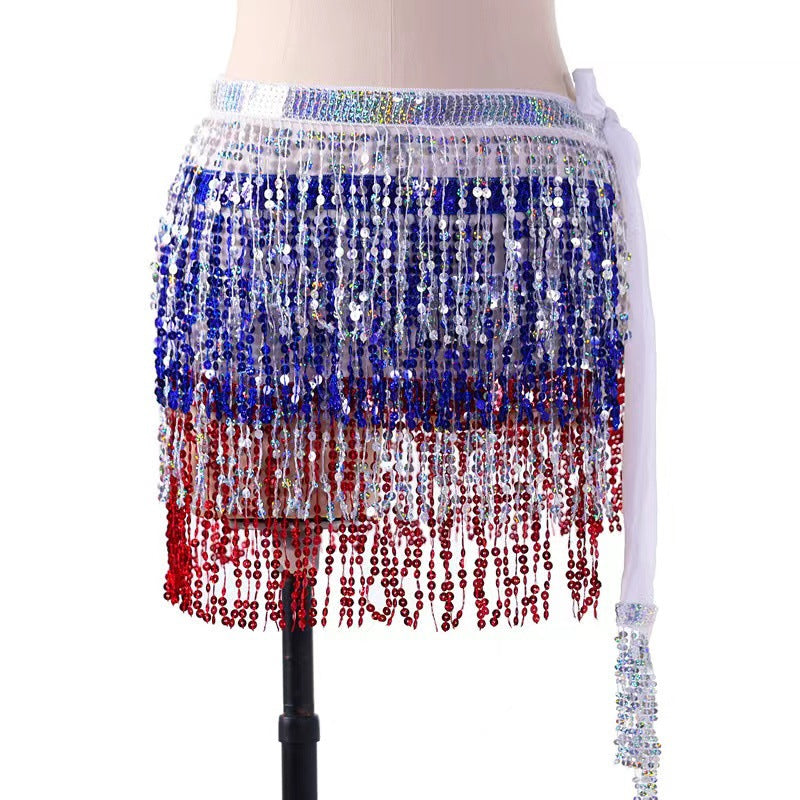 Halloween Indian Dance Hip Scarf Bohemia Sequins