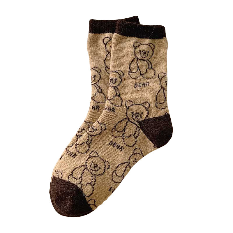 Chocolate Bear All-Match Niche Design Mid-Calf Socks
