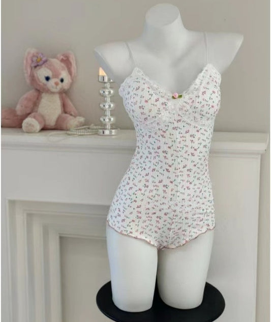 Pure Desire Style Small Floral V-neck Skinny Slimming Sleeveless