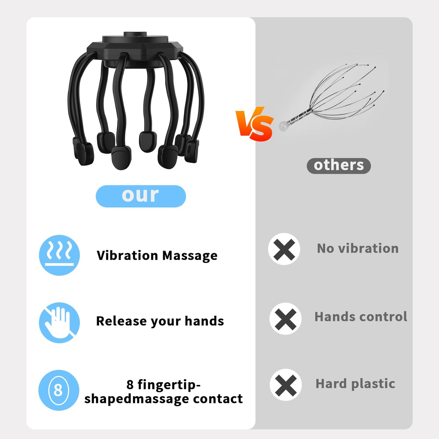 Ultra hårbottenmassager, bärbar huvudmassageapparat för att lindra smärta och ångest, stressavslappning, spänning, avkoppling, djup sömn (svart)