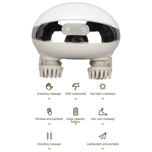 Smart Scalp Masager, Bärbar IPX8 Dubbellager Vattentät Avslappnande Bady Electric Scalp Massager Lindra stress i hemmet