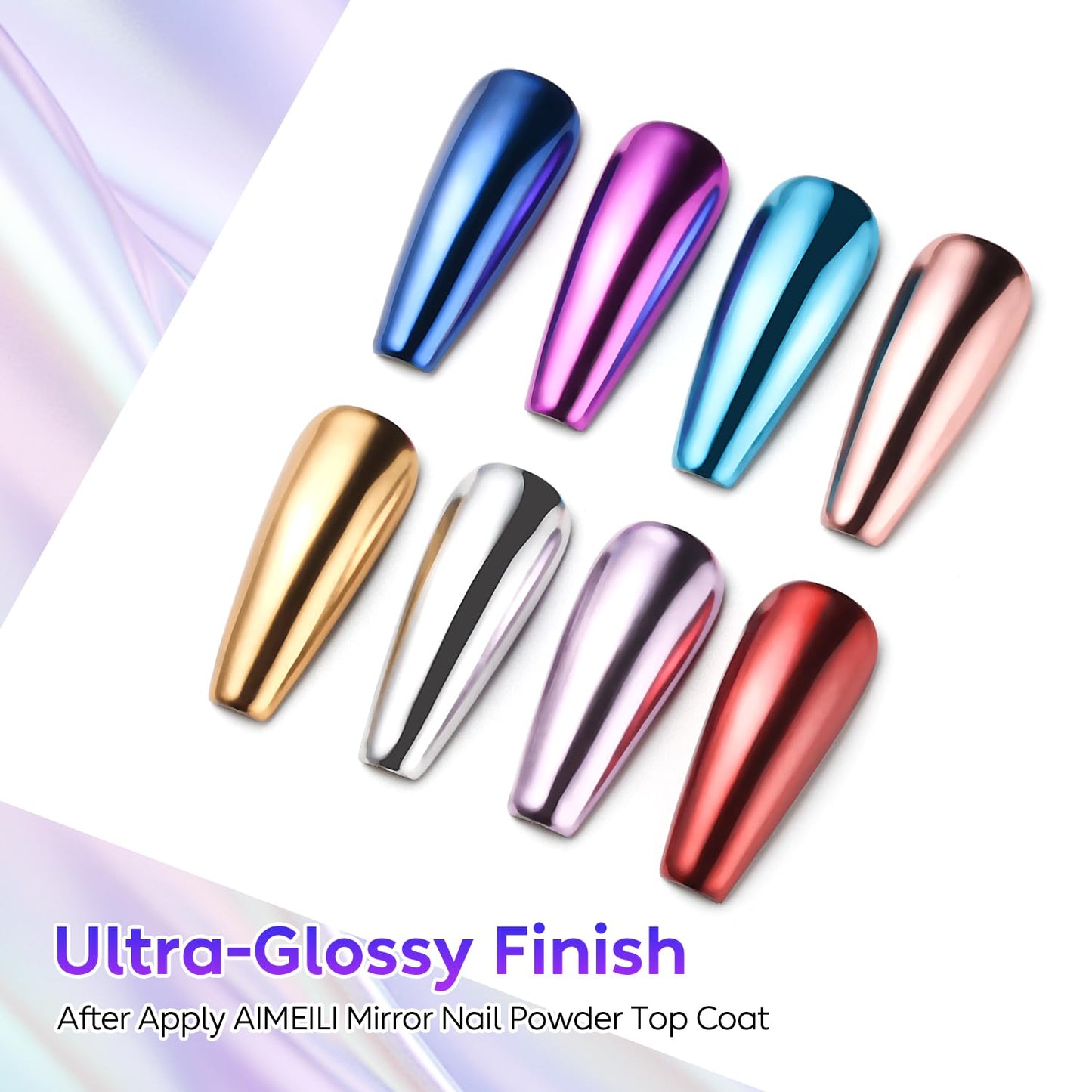AIMEILI Chrome Top Coat, 10 ml Top Chrome Shine Nails UV LED Soak Off Gel Metallisk Naglar Nail Art