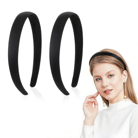 Hpmjz 2 st svart mocka som pannband kvinnor 2 cm breda pannband halkskydd mode enfärgade enfärgade hårband mjuka enkla inga tänder tjocka ringar hårtillbehör kvinnor flickor presenter