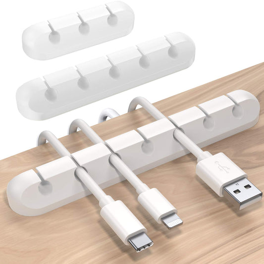 SOULWIT® kabelhållare klämmor, 3-pack kabelhantering organiseringsklämmor kabelhållarklipp självhäftande för USB-laddningskabel nätsladd muskabel tråd PC kontor hem
