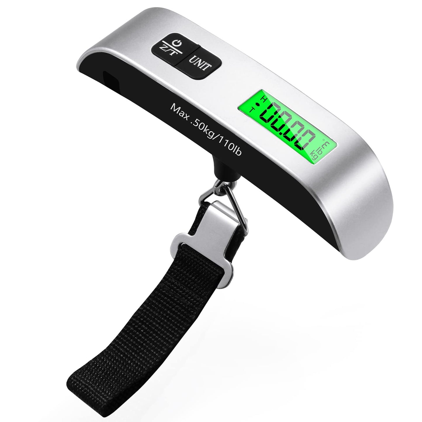 Blendura Resväskevåg, digital våg väger resväska, fotspår bärbar hem 110 lb/50 kg funktion lämplig för resor, Silver, Taglia Unica, Resväskevåg