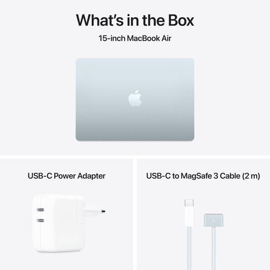 Apple 2025 MacBook Air 15 tum med M4-chip : 15,3-tums Liquid Retina-skärm, 16 GB enhetligt minne, 256 GB SSD-lagring, 12MP Center Stage-kamera, Touch ID, Byggd för Apple Intelligence; himmelsblå