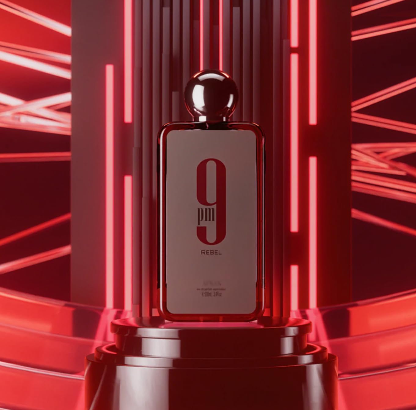 Parfym 9 PM Rebel Eau de Parfum 100 ml, Arabisk parfym för män, med påfyllningsbar sprayflaska, söt och fruktig doft med rött äpple, lavendel, bärnsten och vanilj (9 PM Rebel)