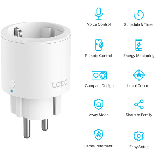 Tapo Nano Smart Plug WiFi-uttag med energiförbrukningskontroll, Smart Home Alexa-uttag, Fungerar med Alexa, Google Home, Röststyrning, Fjärråtkomst, Ingen Hub krävs, Tapo P115
