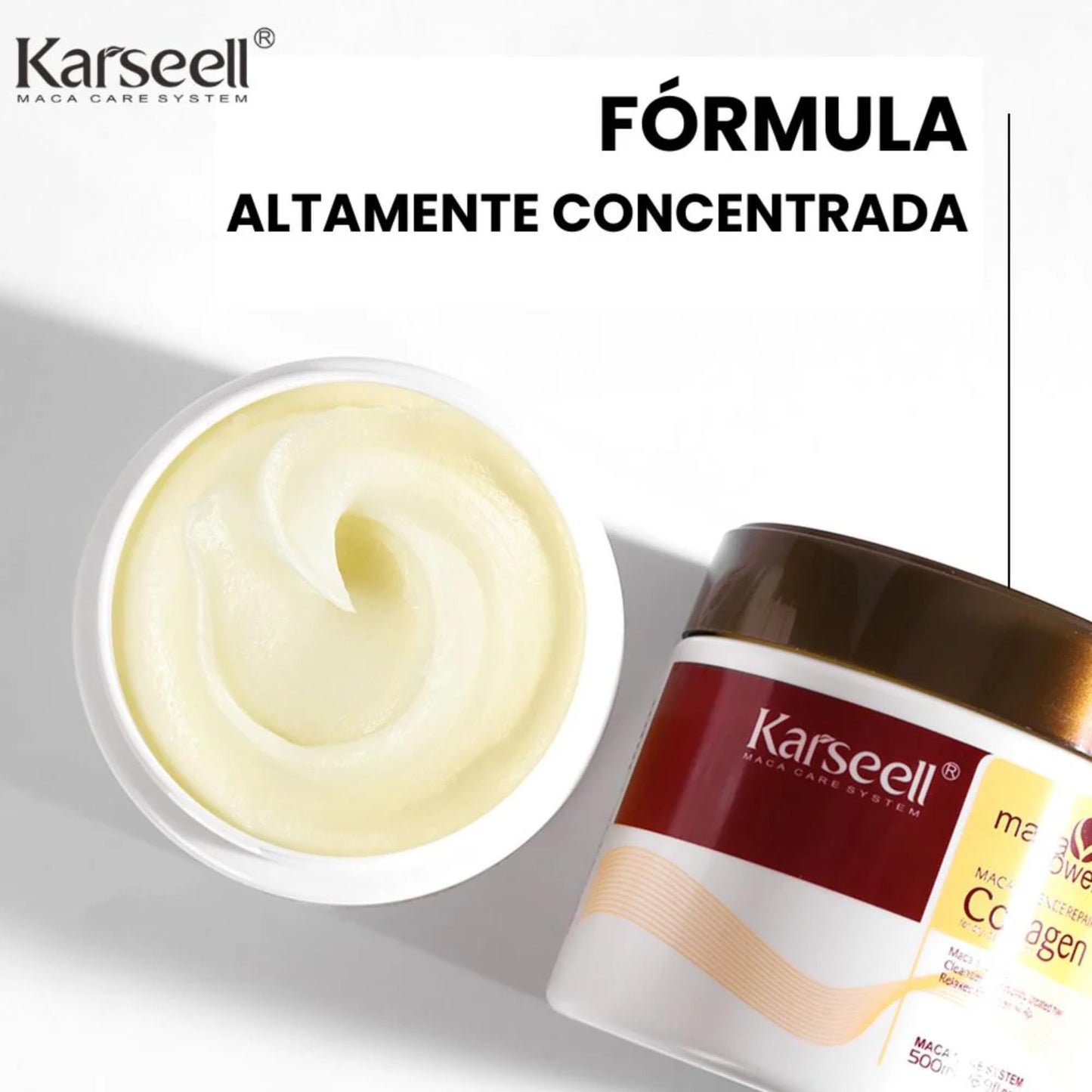 Karseell MACA CARE SYSTEM Kollagen Hårinpackning Djup Reparation Återfuktande Närande Återuppbyggande Anti-Frizz Glans Mjukhet För Skadat Torrt Slitet Färgat Hår Alla Hårtyper 500 ml