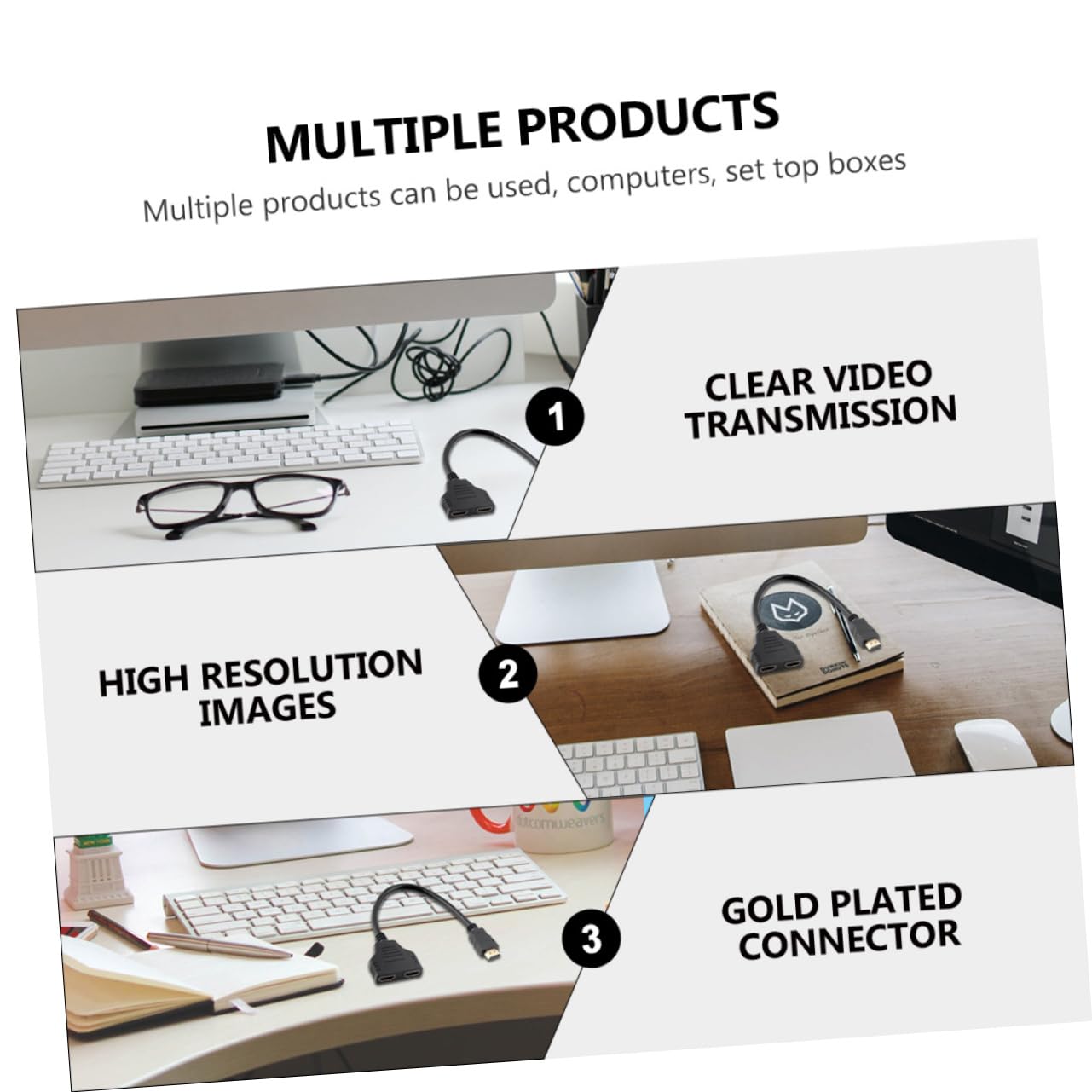 jojofuny Splitter Out Video Adapter För Lcd Led Tv Projektor Och Spelkonsol Ingen Förlust Ingen Fördröjning För Hemmabio Och Kontor