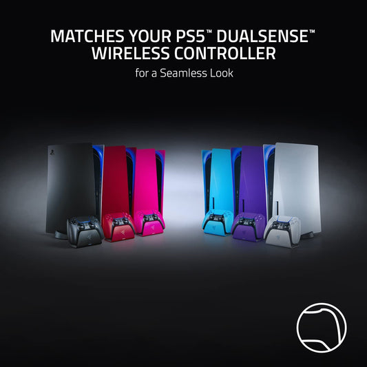 Razer snabbladdningsstativ – snabbladdningsstativ för PlayStation 5-kontroll (snabbladdning, böjd vagga, driven med USB, enhandsnavigation) midnattssvart