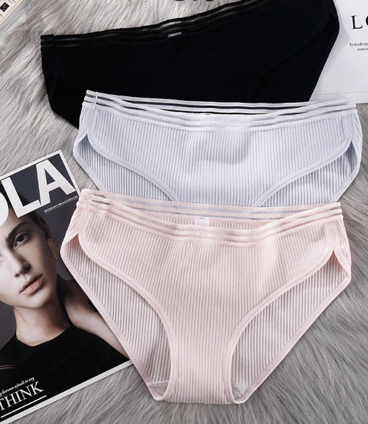 Fat sister mid waist spiral cotton underwear