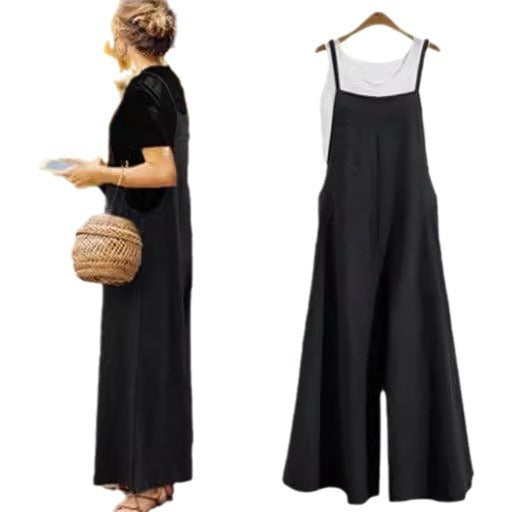 Women's Loose Slimming Casual Minimalist Jumpsuit With Straps
