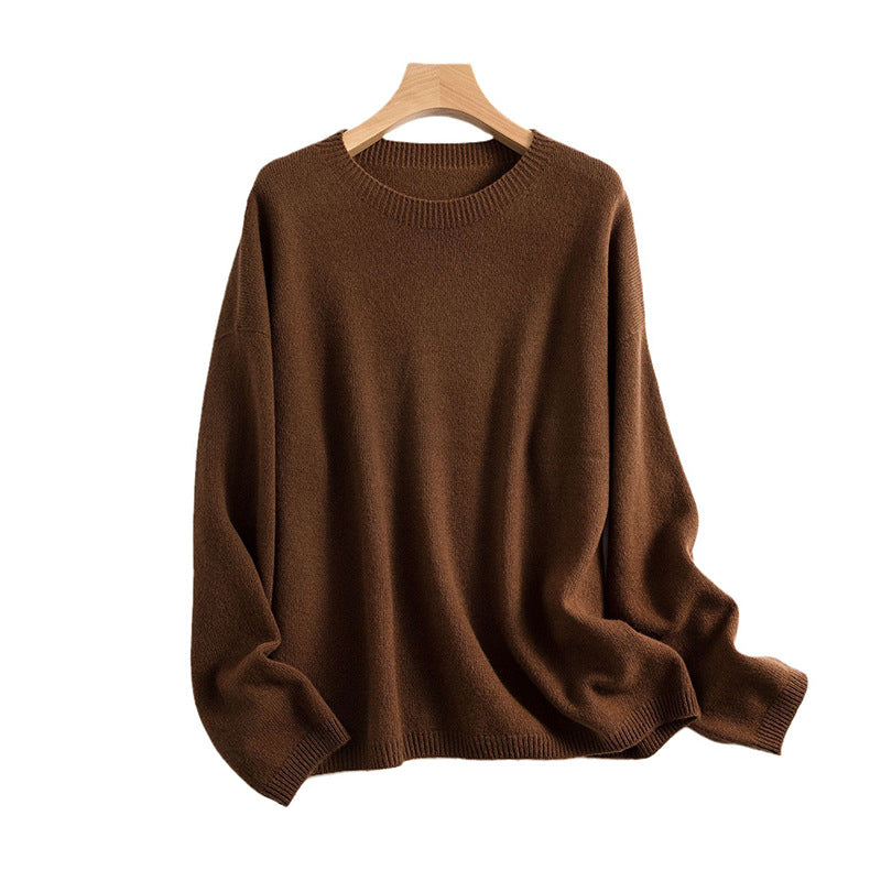 Women's Loose Slimming Round Neck Pure Wool Sweater