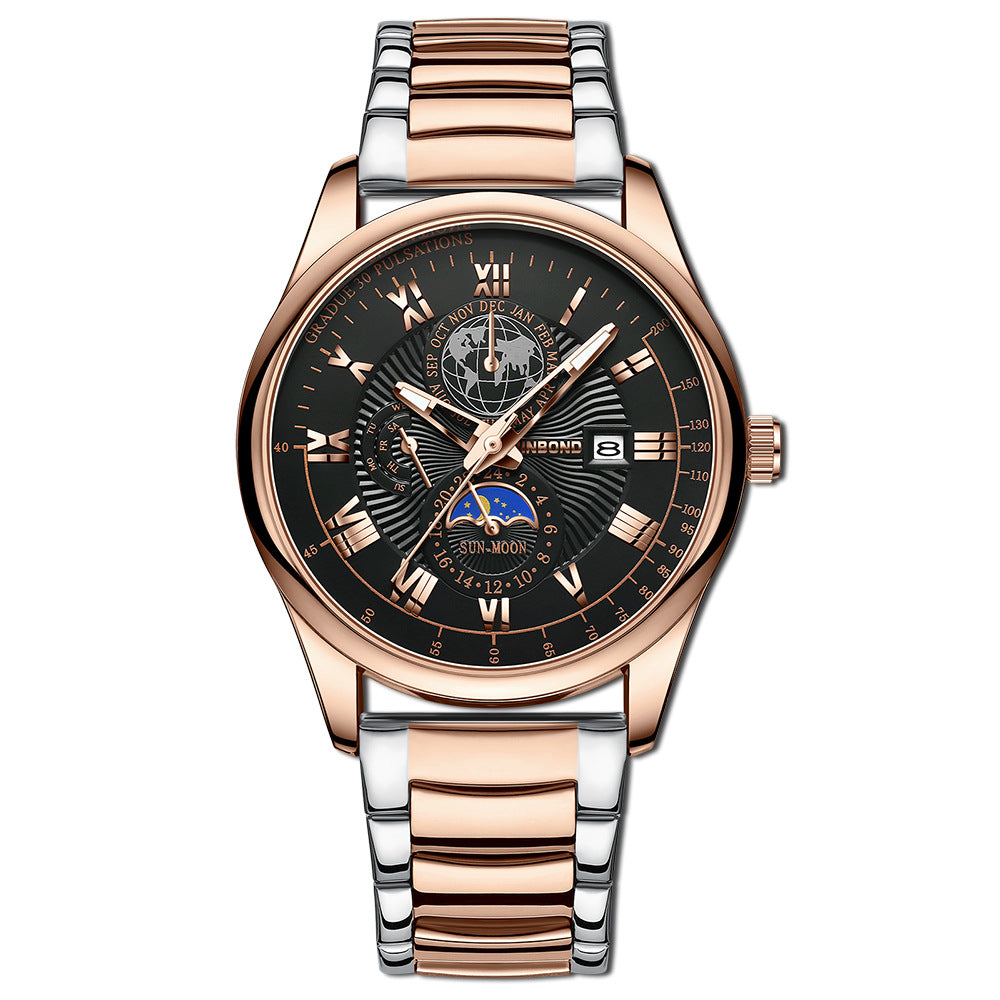 Men's Waterproof Luminous Wrist Belt Moon Quartz Watch