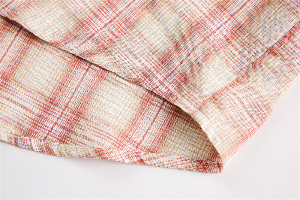Irregular Pocket Personality Design Loose Plaid Shirt High Street Tide