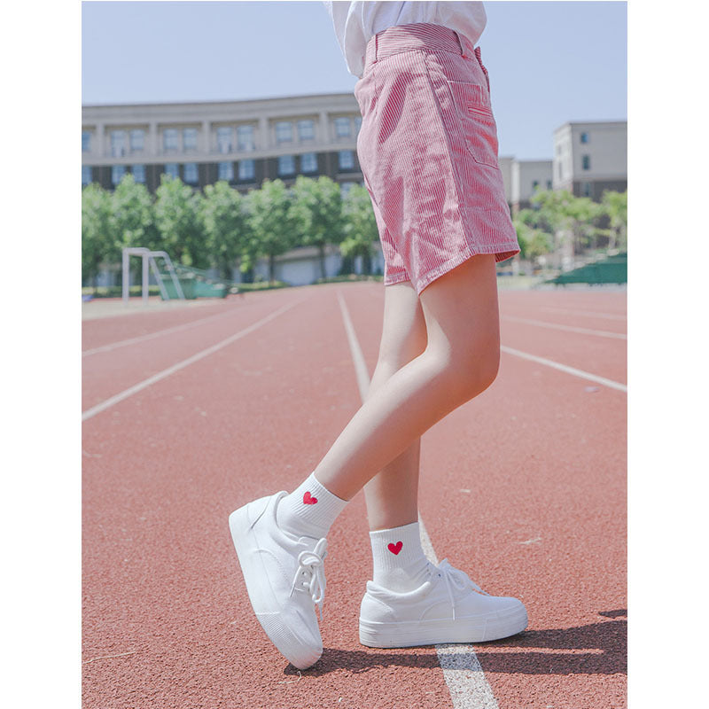 Korean wild tube socks female 200 needle cotton love
