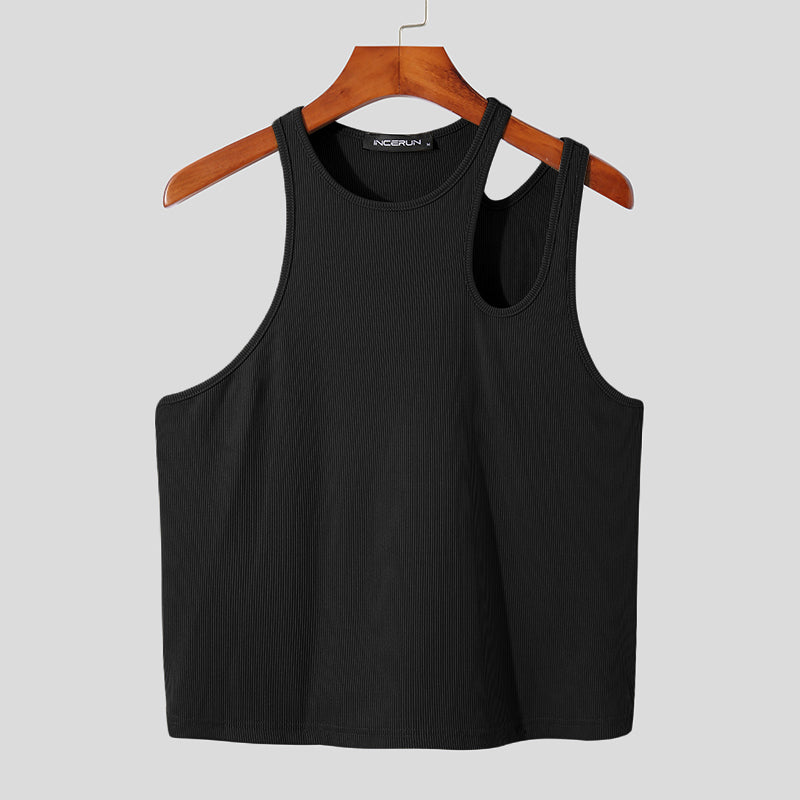 Men's Sleeveless Solid Color Personality Breathable Tank Top