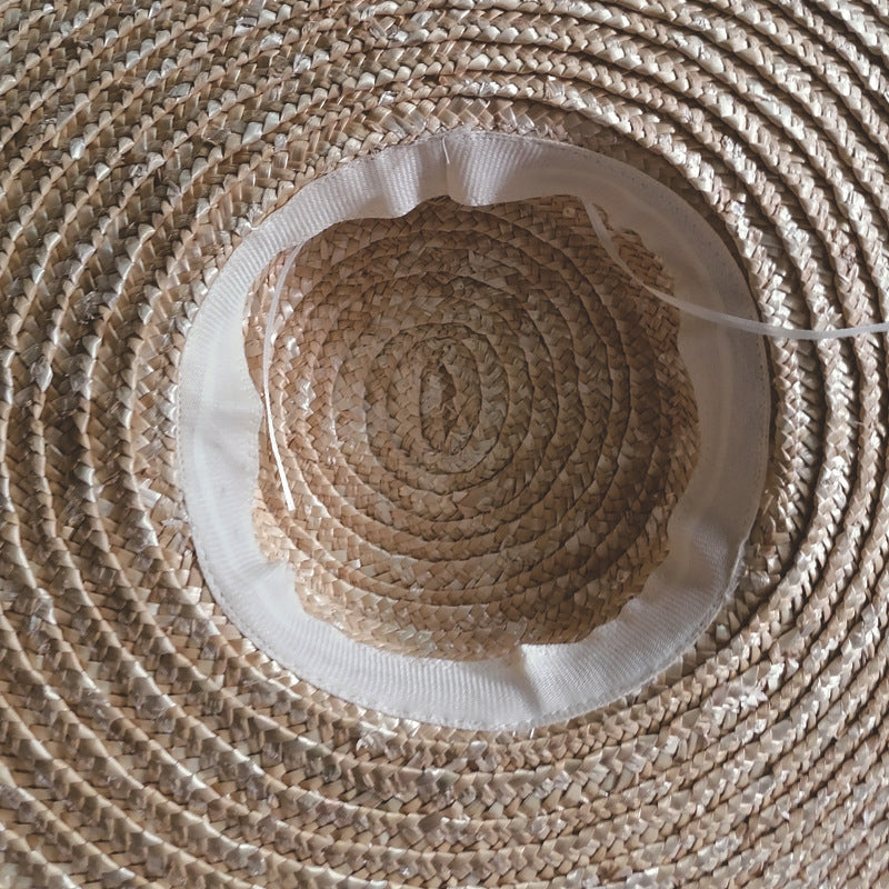 Big Brim Ribbon Bow Flat Top Straw Hat