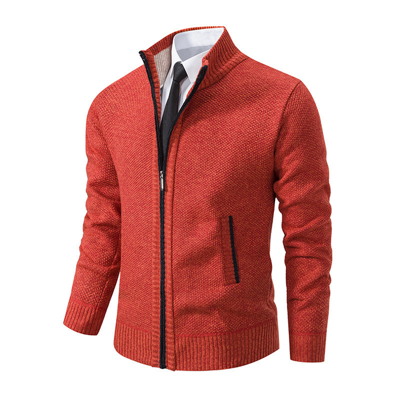 Autumn And Winter Warm Men's Casual Cardigan Stand-up Collar Sweater Coat Fashion