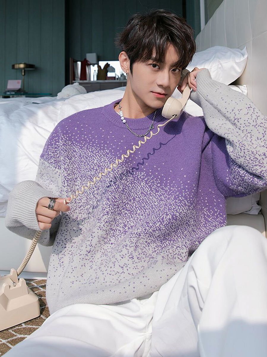Men's Color Gradient Couple Sweater Loose Needle