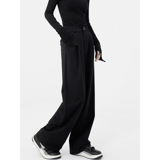 Design Mop Draping Effect Wide-leg Pants
