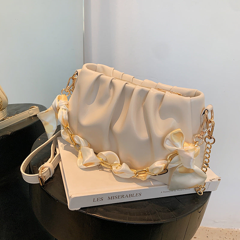 Trendy All-match Niche Design Fold Chain Messenger Small Square Bag