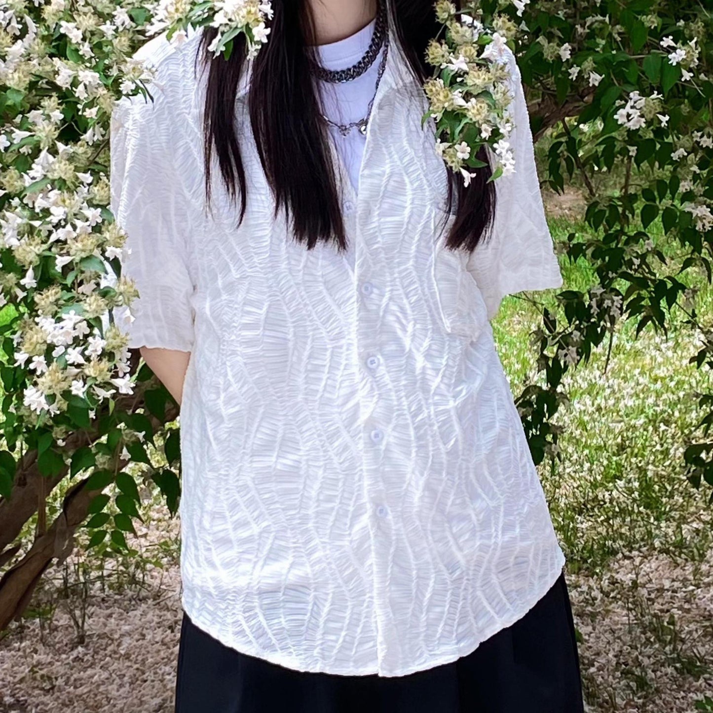 Niche Advanced Design Sense New Chinese Style Cuban Collar Retro Short Sleeve