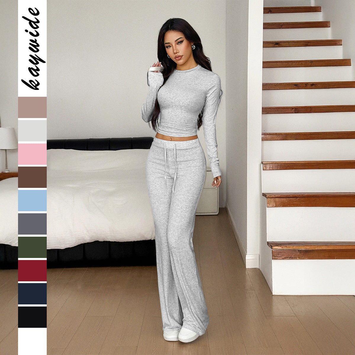 Sports Style Long Sleeve Trousers Suit Women's Clothing
