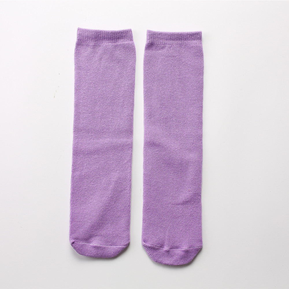 Solid Color Middle Tube Bright Color College Style Parent-child Socks