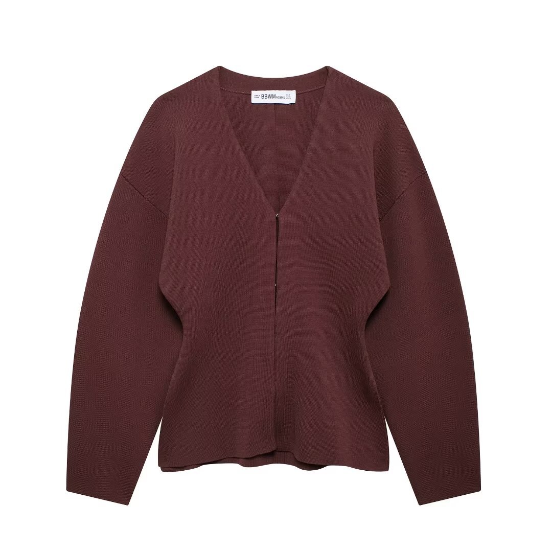 Women's Loose Sleeves Knitted Coat High Waist Knit Mini Skirt Suit