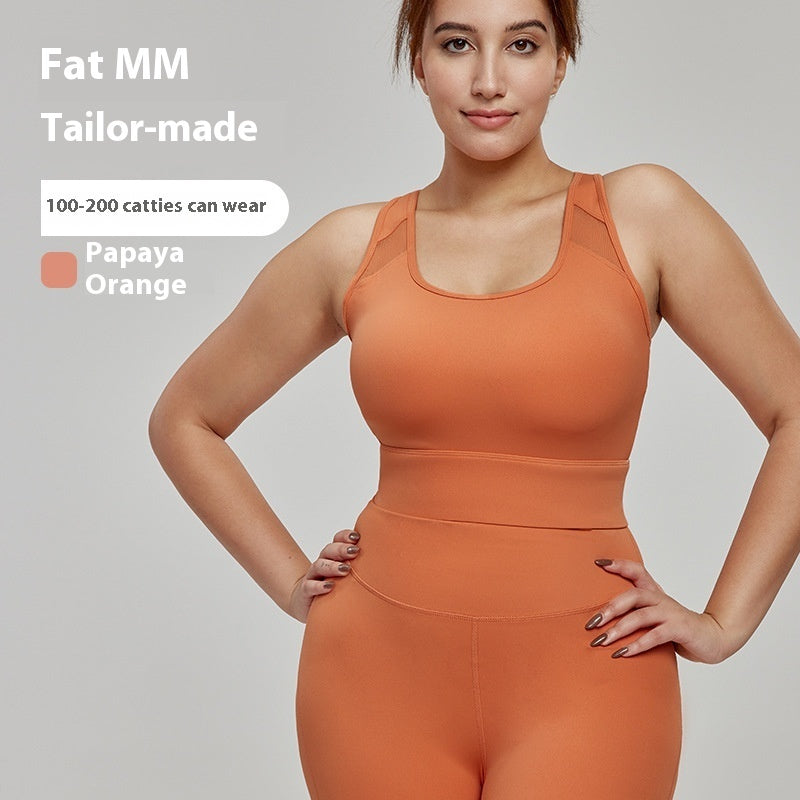 Chubby Plus Size Women's Clothing Yoga Clothes Mesh Breathable Fat Sister Slimming Top