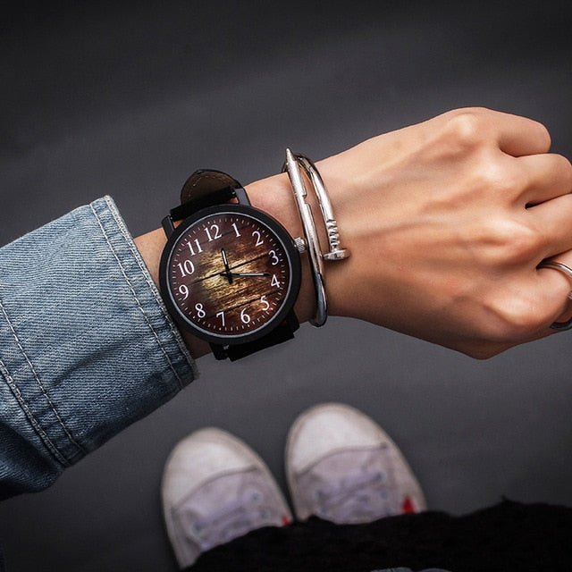 Fashion Casual Big Dial Belt Watch