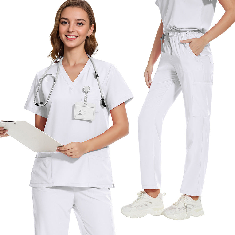 Surgical Gown V-Neck Short-Sleeve Hospital Nurse Uniform Workwear Set