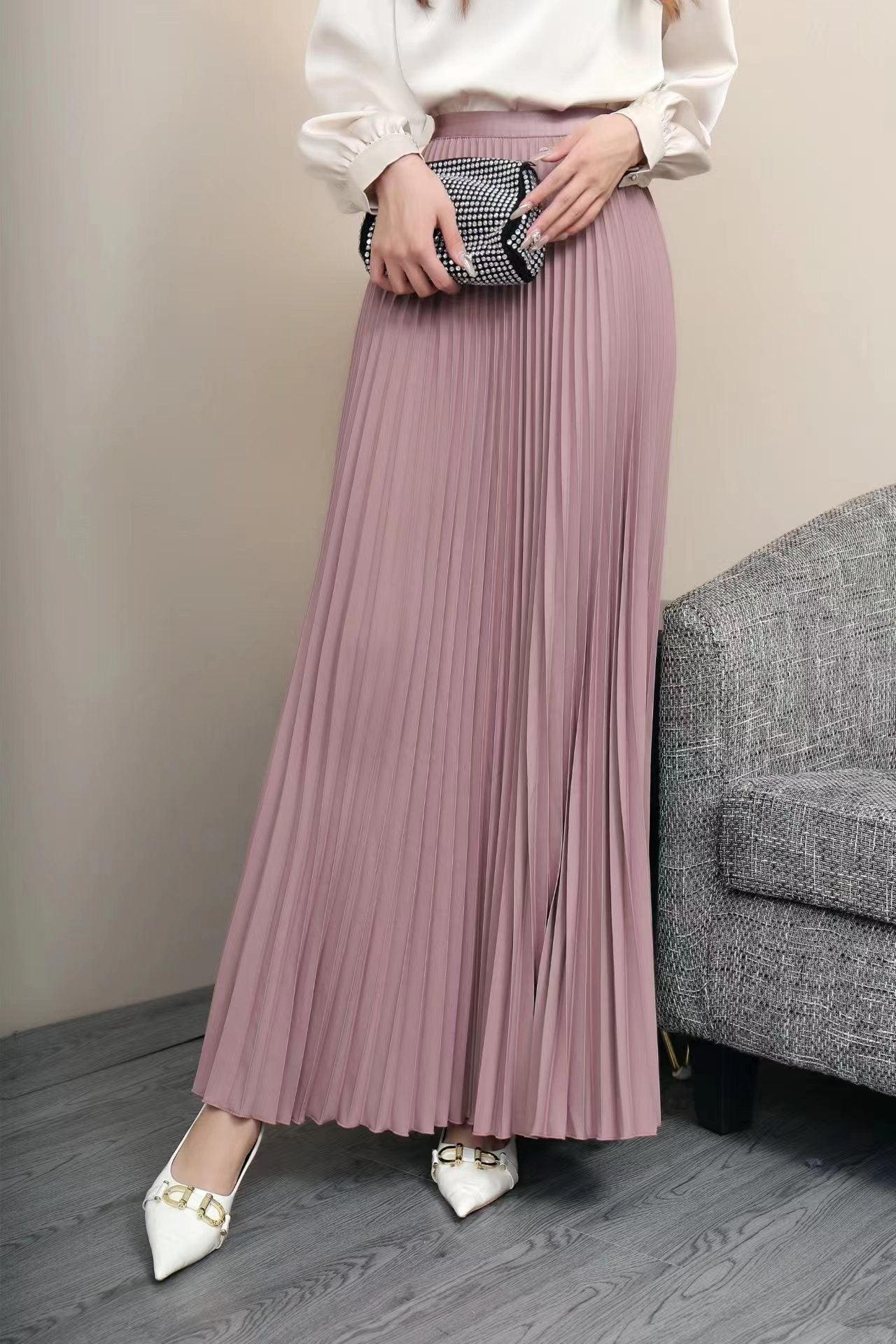 Womens Pleated Maxi Skirt Early Spring New Arrival